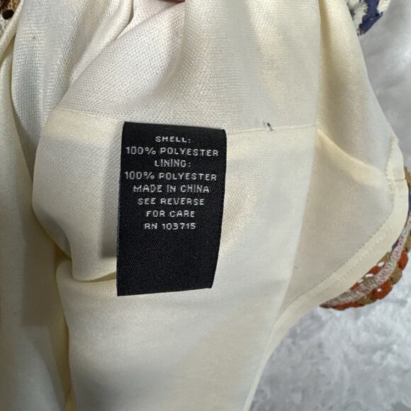 Sharagano Chevron Crochet Stitch Dress 6 Cap Sleeves Retro Boho 70's Earthy - Picture 3 of 11